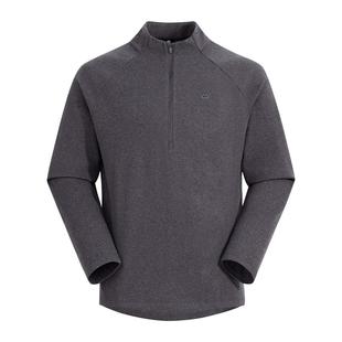 拓路者纯色基础款休闲抓绒衣男士半开襟打底秋冬加绒保暖内搭长袖