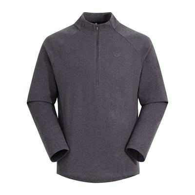 拓路者纯色基础款休闲抓绒衣男士半开襟打底秋冬加绒保暖内搭长袖