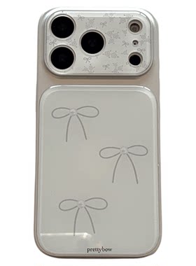ins风银白珍珠蝴蝶结手机壳
