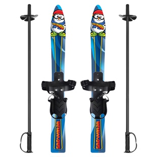 滑雪双板初学者儿童雪橇橱窗展示户外可用初级滑雪板含雪杖雪橇