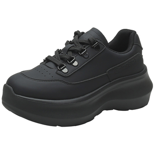 大东厚底小白鞋女鞋2026春季新款时尚休闲平底高跟系带圆头Q0112