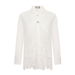 【蕾丝】GEGINA吉吉娜女装新款蕾丝绣花衬衫白色百搭气质衬衣