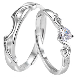 情侣款对戒一对999纯银男女款丘比特之箭情侣戒指七夕礼物送女友