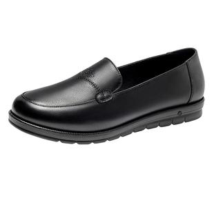 奥康女鞋真皮妈妈鞋子春季款中老年舒适软底单鞋中老年平底皮鞋女