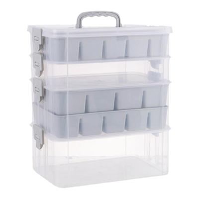 可叠加组合式塑料手提透明收纳箱