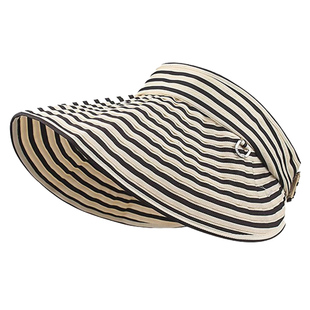 花少刘烨同款条纹大檐遮阳帽子女韩版夏季百搭防晒帽可折叠空顶帽