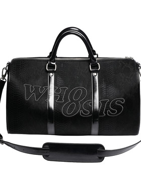 WHOOSIS（不知其名）logo刺绣大容量旅行健身皮包通勤校园外出潮