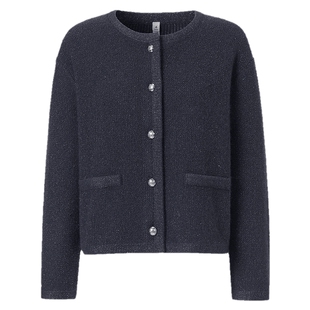 VGRASS维格娜丝春季新款金葱纱珠片羊绒圆领针织开衫气质长袖上衣