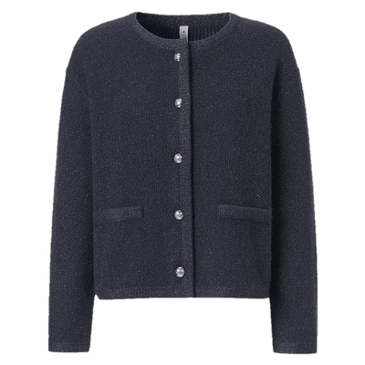 VGRASS羊绒圆领金葱珠片针织开衫