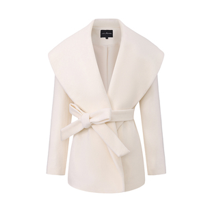 【李一桐同款】NanaJacqueline冬新款毛呢外套蝴蝶结绵羊毛大衣女