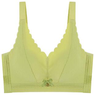 无痕内衣女聚拢小胸中厚1.5cm收副乳舒适螺纹面料无钢圈纯色文胸