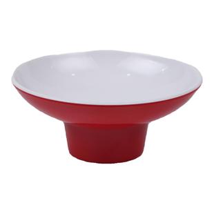 A8红白密胺盘圆形高脚盘子火锅酒店仿瓷餐具菜碟凉菜小吃盘碟商用