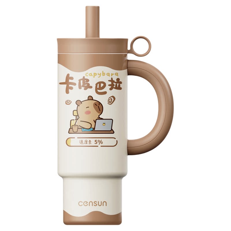 先行保温杯便携316不锈钢吸管杯