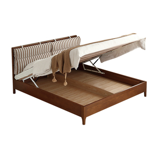 大司马法式中古风全实木储物床小户型卧室高脚床1米8双人高箱体床