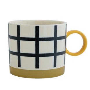 uneei进口日本制渐变色复古马克杯现代线条把手水杯收藏单耳杯