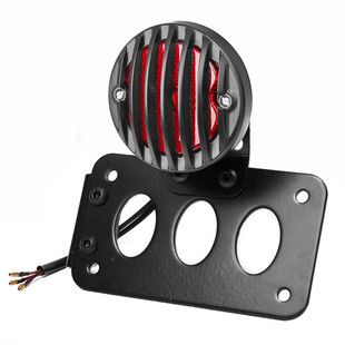 摩托车栏栅牌照架尾灯配件复古改装哈雷巡航车牌罩灯尾牌架带尾灯