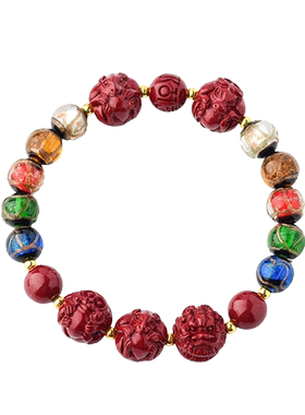 本命年香灰琉璃朱砂三合六合手串