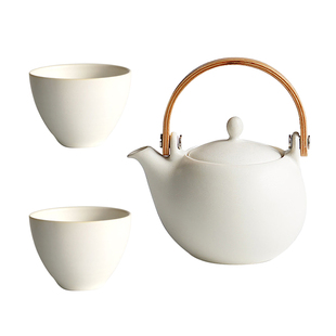 日本Saliu陶瓷茶壶泡茶急须提梁壶茶杯围炉煮茶手工白瓷茶具套装