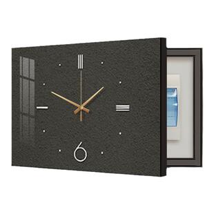 现代简约电表箱装饰画带钟表免打孔配电箱遮挡电闸盒挂画餐厅挂钟