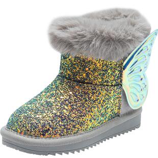 巴拉巴拉女童雪地靴小童宝宝加绒棉靴儿童保暖靴子冬季新款童鞋潮