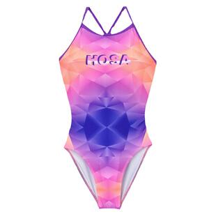 浩沙女孩女童青少年连体三角竞速训练比赛无阻游泳衣140码-175码