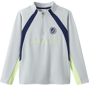 亚瑟士儿童打底衫2026新款长袖T恤撞色复古运动速干衣男童训练服