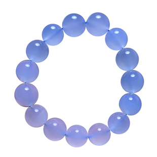 天然蓝玛瑙手链蓝色蛋白石玉髓手串水晶时尚饰品送生日礼物情侣款