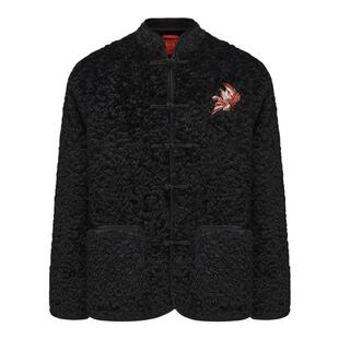 碧海潮生【黑麒麟】秋冬新款中国风国潮刺绣保暖黑色毛绒唐装外套