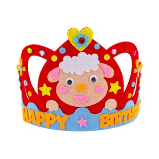 不织布皇冠动物款手工diy制作材料包帽子创意幼儿园粘贴男孩布艺