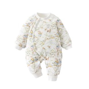 婴儿衣服秋冬季夹棉连体衣婴幼儿宝宝冬装男宝保暖外出服加厚棉衣