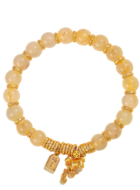 水晶手串马年本命年金发晶手链