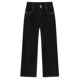 出逃赤岗西 美式复古原牛超低腰直筒牛仔裤女春秋季显瘦轻微喇裤