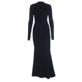 GirlsAt18 灰色半高领长袖针织连衣裙女冬季性感气质修身内搭长裙