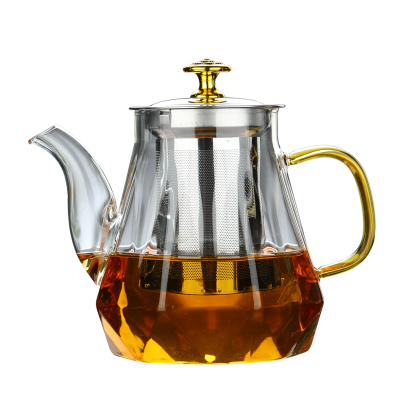 钻石壶泡茶壶高硼硅耐热玻璃茶具不锈钢过滤泡茶壶大容量家用商用