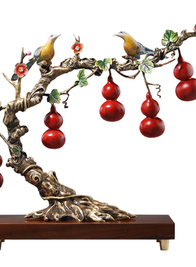 大明铜匠五福铜葫芦摆件客厅招财玄关装饰品乔迁新居礼品开业礼物