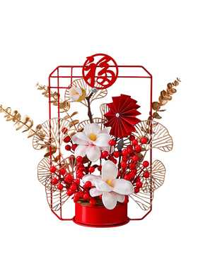 2026春节发财果福桶仿真花摆件