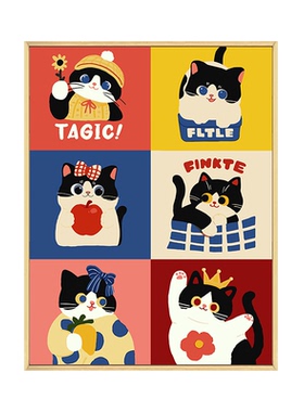 可爱猫咪diy数字油画ins装饰画