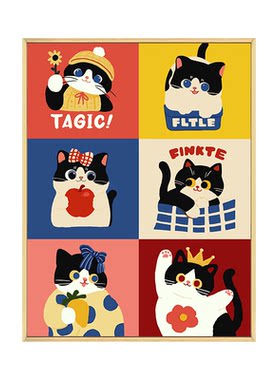 可爱猫咪diy数字油画ins装饰画