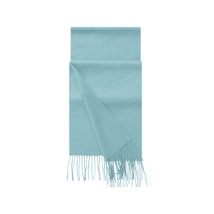 万物生羊绒羊毛围巾女冬蓝色纯色女生男生情侣轻薄款百搭保暖围脖