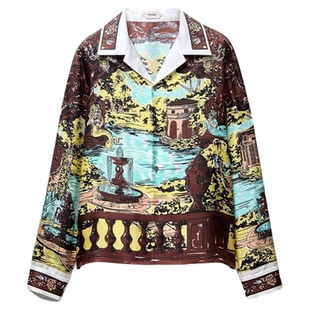 【24期免息】VERSACE/范思哲 男士印花真丝斜纹修身衬衫