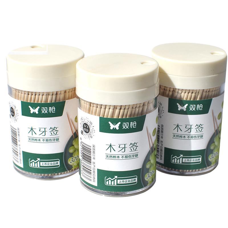 双枪木牙签家用一次性单头尖牙签