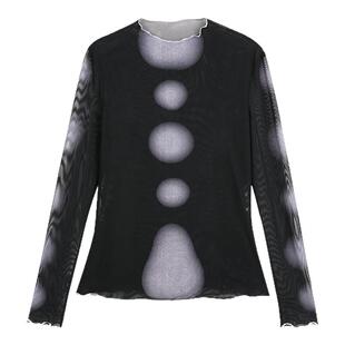 纳帕佳渐变色潮牌针织衫长袖2026春季新款个性设计感修身打底上衣