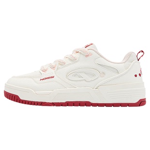 启承|乔丹革面防水板鞋运动鞋女2026春季红色潮流休闲鞋女款增高