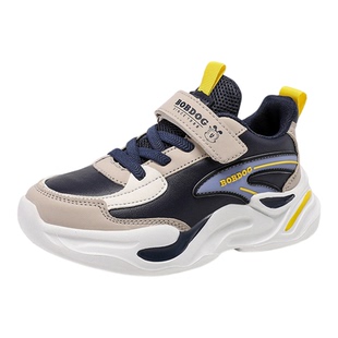巴布豆男童鞋2025秋冬季加绒皮面防水儿童二棉鞋青少年防滑运动鞋