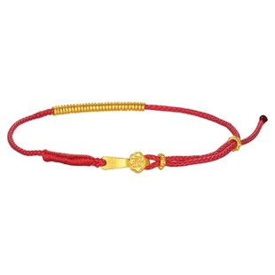 潮宏基好事发生有福足金手绳黄金岁岁金手链串珠如意礼物宝宝计价