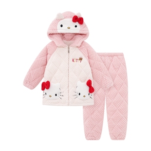 女童冬季睡衣儿童三层夹棉珊瑚绒加厚女孩家居服大童冬款2025新款