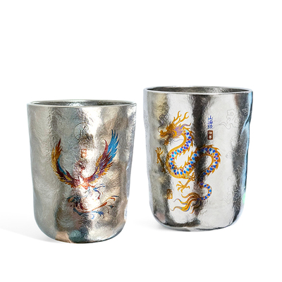 纯钛龍凤彩绘杯双层真空钛杯