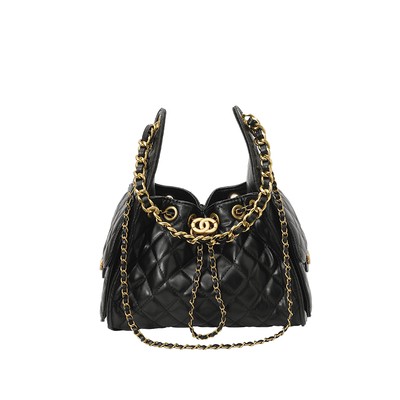 高级感菱格链条包包女2026新款大容量单肩包气质休闲抽绳水桶包潮