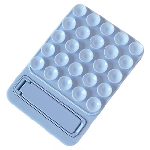 粘贴式吸盘手机支架可隐形折叠一字夹背贴超薄硅胶防滑垫浴室镜子玻璃墙面固定桌面追剧神器背面贴女马卡龙色