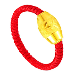 幸运黄金转运珠戒指女红绳小金豆豆橄榄珠情侣款男送情人生日礼物